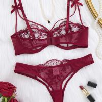 Elegante traje de encaje bordado floral ligero - details 2