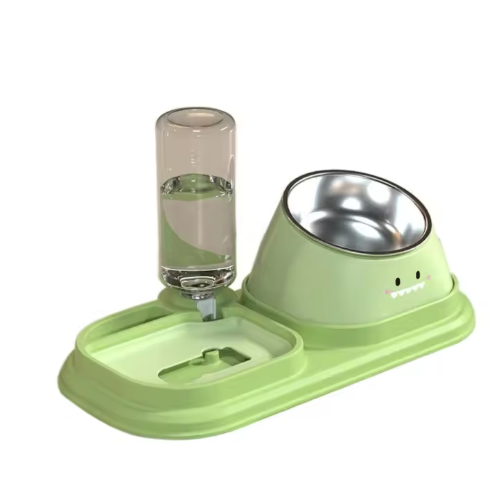 Cuenco para gato 3 en 1 antiasfixia, protección para el cuello desmontable, bebedero para perro y gato, alimentador de gran capacidad, cuenco antideslizante para comida para perros y gatos - 1