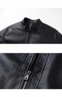 Chaqueta de Cuero para Hombres CHAIFENKO Abrigo Suelto, A Prueba de Viento, Cálido para Otoño-Invierno, Cierre de Cremallera, Forro de Poliéster - details 4