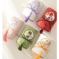 Toalla con borlas bordadas de alta absorción, toalla facial gruesa de estilo chino, Toalla de baño de regalo de boda respetuosa con la piel para niños/adultos - details 7