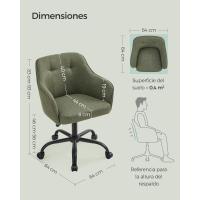 Silla de estudio, giratoria, altura ajustable, carga de 110 kg, marco de acero, tela de algodón-lino transpirable, para estudio, dormitorio, marrón OBG019K01 - details 25