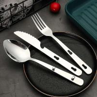 Juego de villa de acero inoxidable, cuchara, tenedor, cuchillo, villa, camping, cocina, exterior, ordenador portátil, 3 piezas por juego - details 5