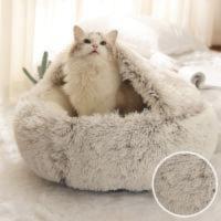Esterilla redonda de felpa larga y cálida para mascotas, cueva interior, saco de dormir, casa para perros, cojín para gatos, cama para gatos, suministros de invierno - details 5