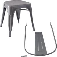 comedor de metal apilables con respaldo para bistró, cocina, interior y exterior, Negro, 51 x 43 x 85 cm - details 15
