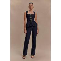 Conjunto de Denim para Mujer de Alta Calidad con Botones Modernos Chaqueta y Pantalón Ajustados - details 2