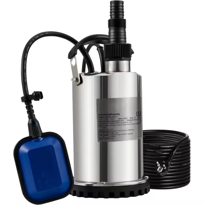SucceBuy Bomba de Agua Sumergible, con Cable de 10 m e Interruptor de Flotador Automático, Acero Inoxidable Portátil, para Agua Limpia, Zonas Inundadas - 1