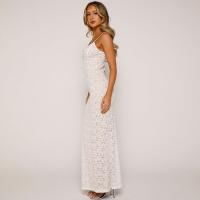 Vestido Largo Transparente de Verano 2025 - Vestido de Noche Ajustado de Color Sólido Sexy sin Mangas con Encaje Trenzado para Mujer - details 8