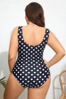 Traje de baño de talla grande 4XL, traje de baño de una pieza, cuello en V, cintura alta, control de barriga, para mujer, sexy, cruzado - details 3