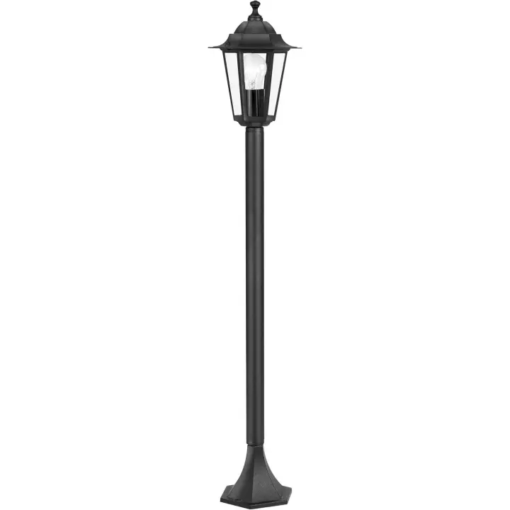 Laterna 4 Lámpara de pie para exterior de 1 foco, lámpara de aluminio fundido en negro y cristal en transparente, casquillo E27 - 1