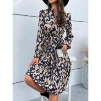 Vestido estampado elegante y bonito para primavera y otoño con cuello en V, nuevo en vestidos de manga larga de estilo coreano para mujer - details 2