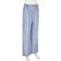 Pantalones holgados de pierna recta a rayas para mujer, moda coreana, cintura elástica, empalme de encaje, pantalones femeninos - details 2