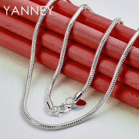 Collar de cadena de serpiente redonda para mujeres y hombres, joyería de plata, 3 mm, 16-30 pulgadas - details 1