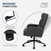 Silla Oficina de Respaldo Alto, Cómoda Silla Tocador con Altura Ajustable, Sillas Ordenador para Hogar y Dormitorio, Crema - details 13