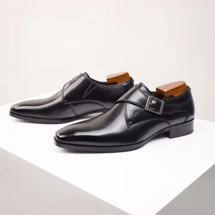 Zapatos de cuero con hebilla de monje, zapatos de vestir para hombre de negocios, zapatos de cuero estilo británico para hombre - 1