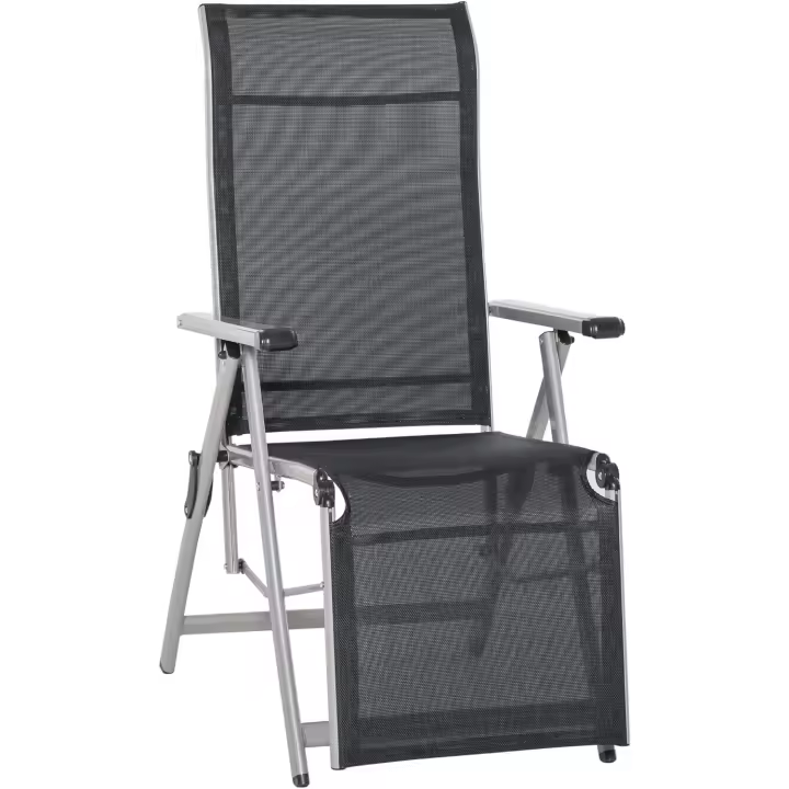 Silla de Jardín Plegable Ajustable en 10 Posiciones con Resalto Alto y Reposapiés Transpirable - 1