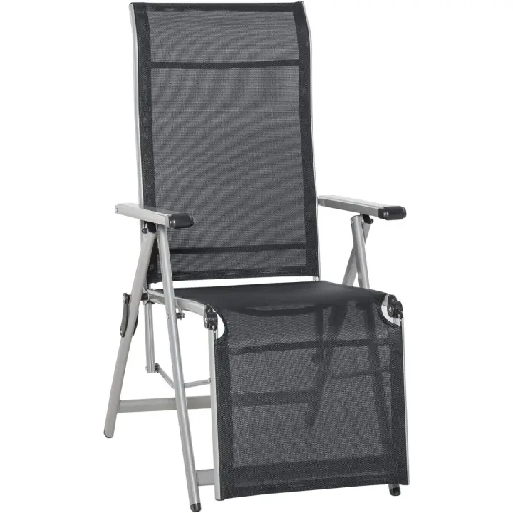 Silla de Jardín Plegable Ajustable en 10 Posiciones con Resalto Alto y Reposapiés Transpirable - 1
