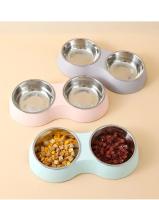 Cuenco doble de acero inoxidable para comida de mascotas, suministros de alimentación para cachorros, accesorios de agua para gatitos - details 2
