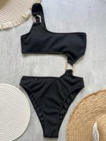 Traje de Baño de Una Pieza de Corte Alto Traje de Baño Liso de Hombro Único para Mujeres - details 2