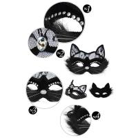 Máscara de bola de maquillaje veneciana, máscara de cara de gato de encaje negro, máscara de ojos para mascarada, tocado de Cosplay para fiesta de Navidad, máscara de lujo para Halloween - details 9