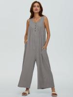 Pantalones sueltos de pierna recta, bolsillo de color sólido para mujer, casual, fresco, verano - details 23