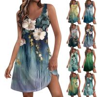 Vestido de verano sin mangas con cuello en V y bolsillos para mujer, estilo bohemio, informal, con estampado - details 0