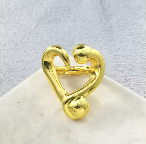 Uno de 50 anillos abiertos de corazón de plata 925 para mujeres, regalos. Anillos para parejas. - 1