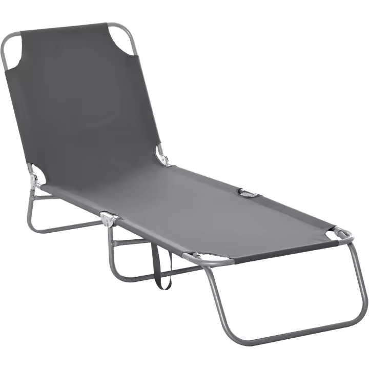 Tumbona Plegable Estera Exterior con Resalto Ajustable en 5 Posiciones Estructura Metálica - 1
