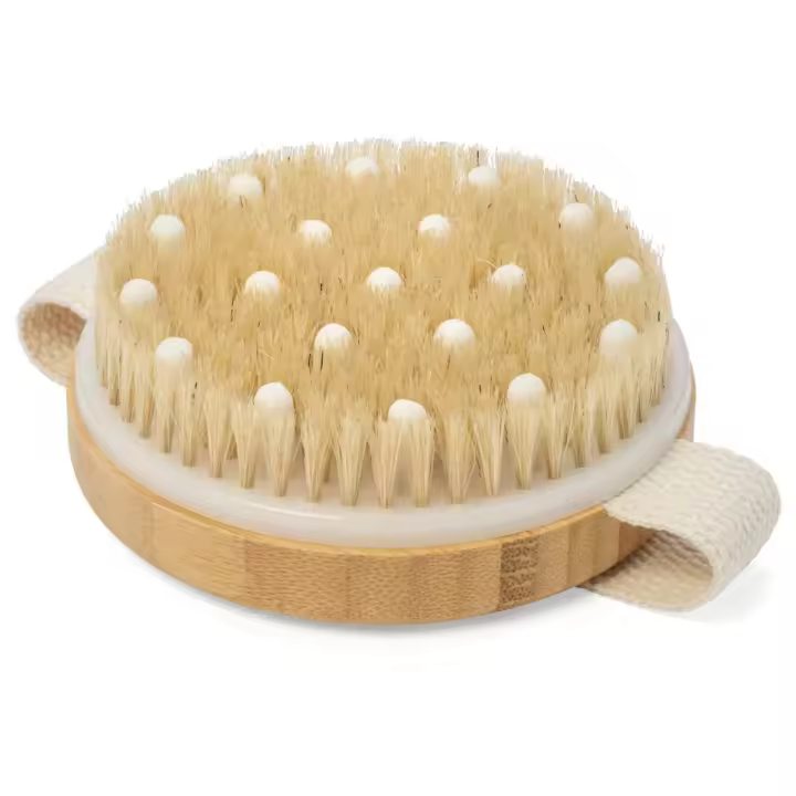 Cepillo corporal seco para piel hermosa, marco de madera maciza y pelo de jabalí, cepillo Exfoliante para exfoliar y suavizar la piel - 1