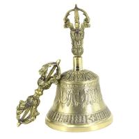 Tarro de Vra de Cobre Puro de Nepal Hecho a Mano Utensilios de Dharma de Estilo Brasso de Cinco Hebras Campana Decorativa para Puja - details 2