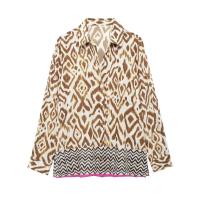 TRAFZA-Conjunto de 2 piezas para mujer, camisa de manga larga con botones decorados, falda larga plisada con cordón de cintura alta, 2024 - details 3