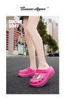 Zapatos perforados de suela gruesa para mujer, zapatos de jardín huecos transpirables, sandalias luminosas DIY para vadear el agua de verano - details 12