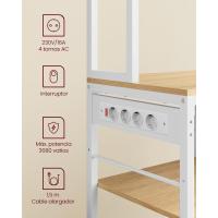 Estantería de Cocina con Multienchufe, Armario de Cocina con Estantes Ajustables, Cajón de Tela, 12 Ganchos, 40 x 100 x 180,4 cm, Estante de Microondas, Marrón Rústico y Negro - details 12