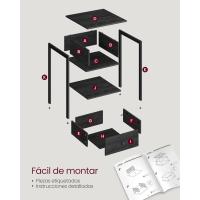 Mesita de Noche Mesa Auxiliar con Cajón y Estante 40 x 40 x 55 cm Para Dormitorio, Salón - details 14