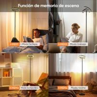 Lámpara de Pie LED Regulable, Lampara de Pie Salon con Distancia & Táctil, 4 Temperaturas de Color, 1300LM, Lámpara de Lectura Moderna para Salón, Dormitorio y Oficina, 20W, Negra - details 5