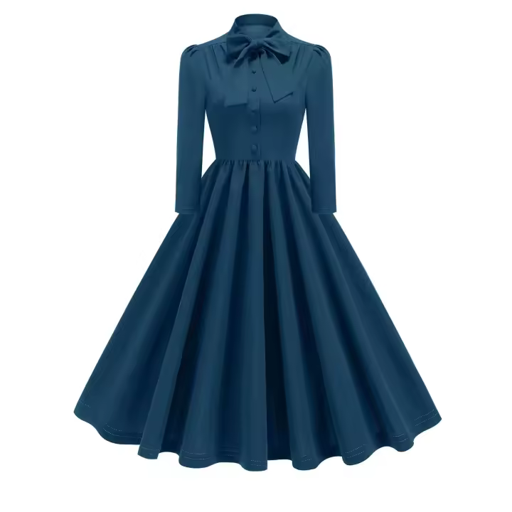 Nueva bata de moda Retro de verano elegante para mujer, Swing de manga corta, cuello Palita, fiesta de Rock, graduación, oficina - 1