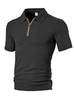 Hombre verano casual toalla suelta jacquard cremallera puerta digan hombre manga corta Polo - details 21