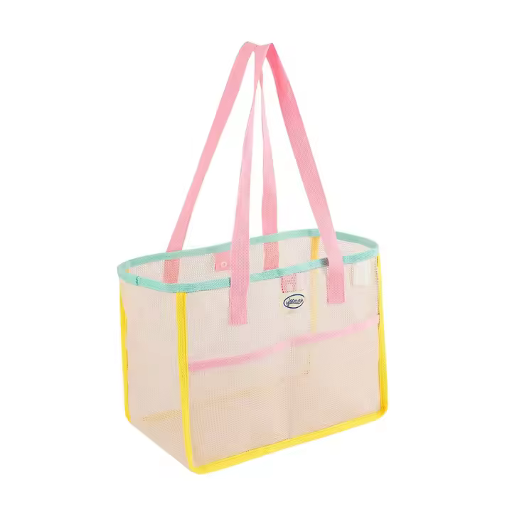 Bolsa de aseo de malla para bolso, bolsa de almacenamiento de ropa de gran capacidad de Color fresco, bolsa de lavado multibolsa, organizador de ducha colgante - 1