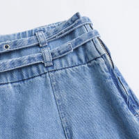 Mini s para Mujer Primavera 2025 Estilo Transfronterizo Moda Europea Americana con Cinturón Lavado Plisado Azul - details 5