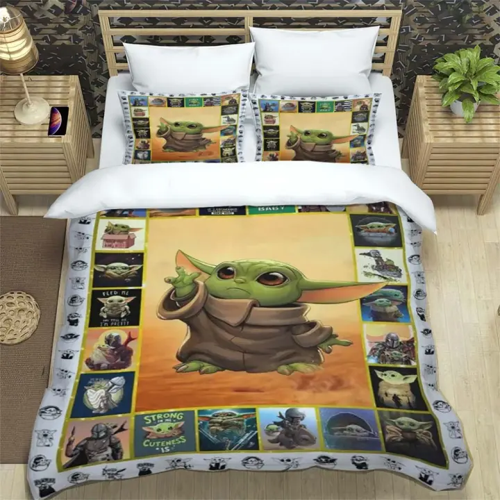 Funda de edredón con diseño de Yoda y fundas de almohada, juego de cama de microfibra con estampado Digital 3D, doble, Queen y King - 1
