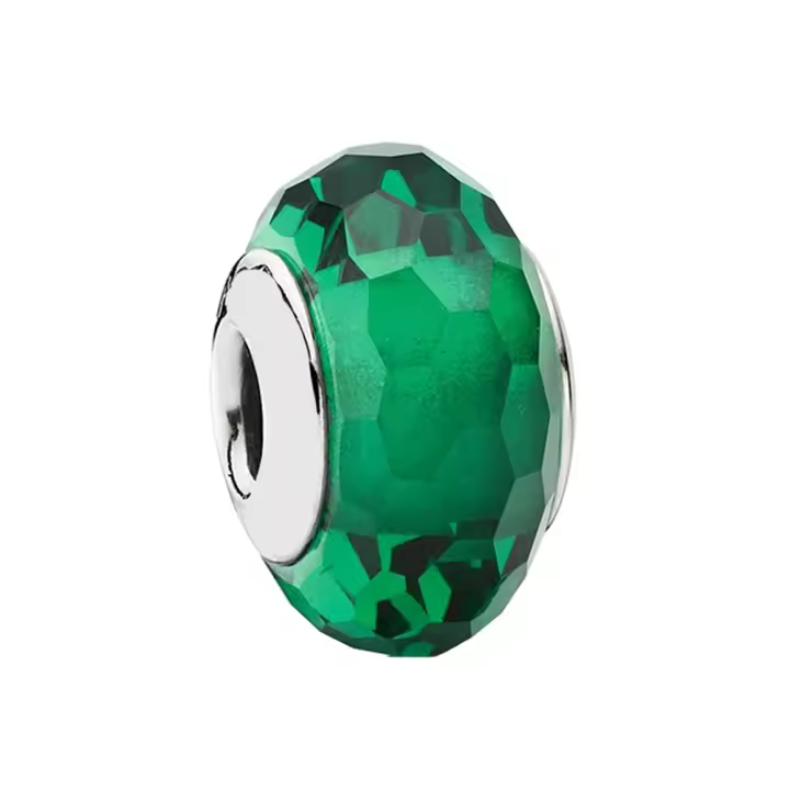 Abalorio de cristal de Murano verde de Plata de Ley 925, Pulsera Original para fabricación de joyas, 925 - 1