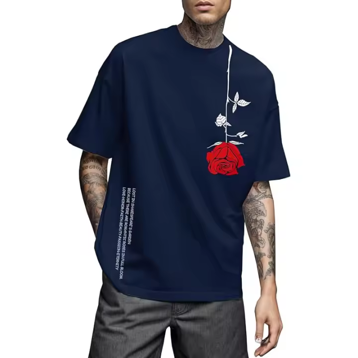 Camisetas gráficas para hombre Camisetas vintage con estampado de letras de gran tamaño Casual Cuello redondo Top de algodón Manga corta Rapper Streetwear - 1