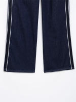 OUWU- Conjunto Vaquero De Calle Alta Para Mujer, Chaqueta Con Cremallera Y Cuello Levantado A Rayas Laterales, Pantalón Con Cordones, Nuevo Conjunto Informal De Moda Primavera 2025 Para Mujer - details 4