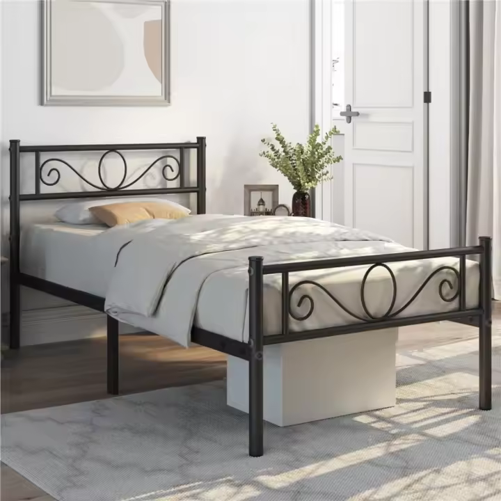 Cama Hierro para colchón de 90 x 200 cm Cama Metálica Cama Individual Industrial Estructura Metal Blanco - 1