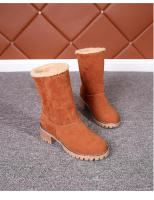 Botas de nieve cálidas para mujer, botines de lana, zapatos cómodos, informales, de media pantorrilla, invierno, 2023 - details 4