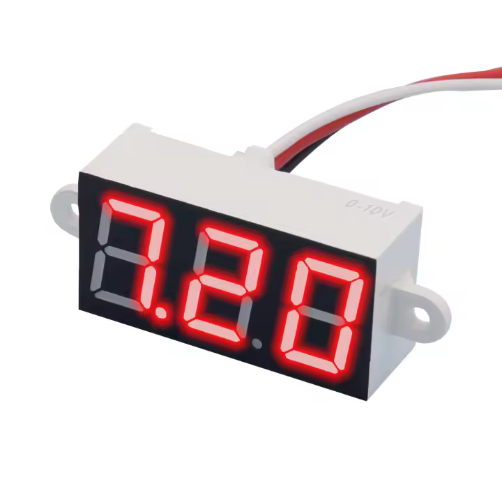[0.56"] Voltímetro impermeable DC0-10V Pantalla roja 3 cables Panel LED de 0,56 pulgadas Probador de capacidad de voltaje de batería digital Monitor Fuente de alimentación externa Batería de litio de ácido de plomo Moto Vehículos eléctricos Coche - 1
