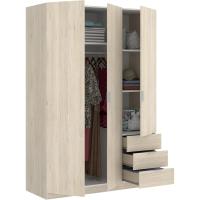 Armario ropero de 3 Puertas y 3 cajones, Gran Capacidad, Natural/Blanco, 121x184x52 cm - details 22
