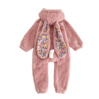 Cute Baby Cartoon Romper Warm Fleece One-piece Overall Autumn Winter Toddler Outwear Jumpsuits - details 1