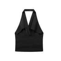 OUWU- top halter de satén a la moda para mujer, top elegante versátil plisado lateral sin espalda para mujer 2025 - details 3
