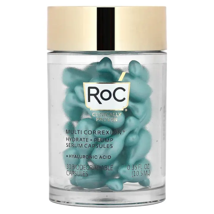 Multi Correxion, Hidrata + Rellena, Sérum de Noche Sin Fragancia, 30 Cápsulas Biodegradables, RoC Y - 1
