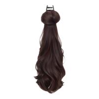 Elegante estilo coreano, coleta larga ondulada y rizada, extensiones de cabello, cola de caballo, peluca sintética con cabeza de bola esponjosa para fiesta - details 13